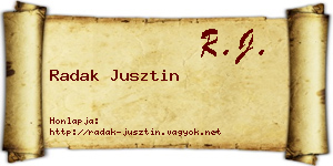 Radak Jusztin névjegykártya